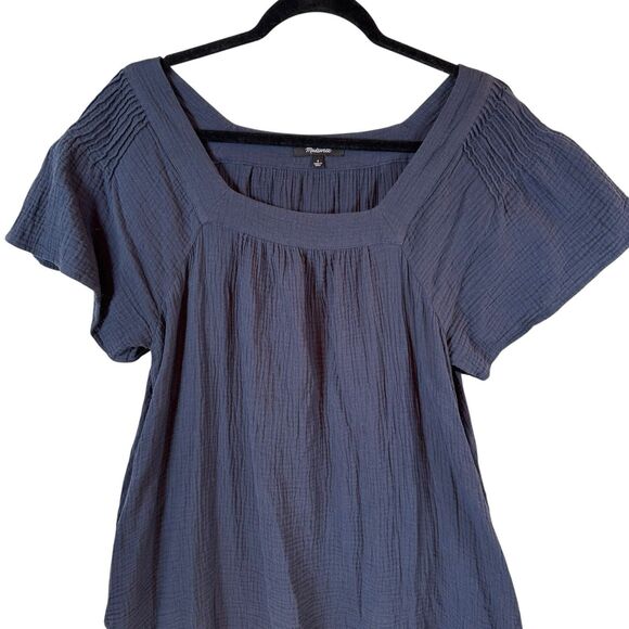 Madewell Dress S Lightspun Butterfly Square‎ Neck Mini Navy Blue Coastal Beach - Picture 7 of 11